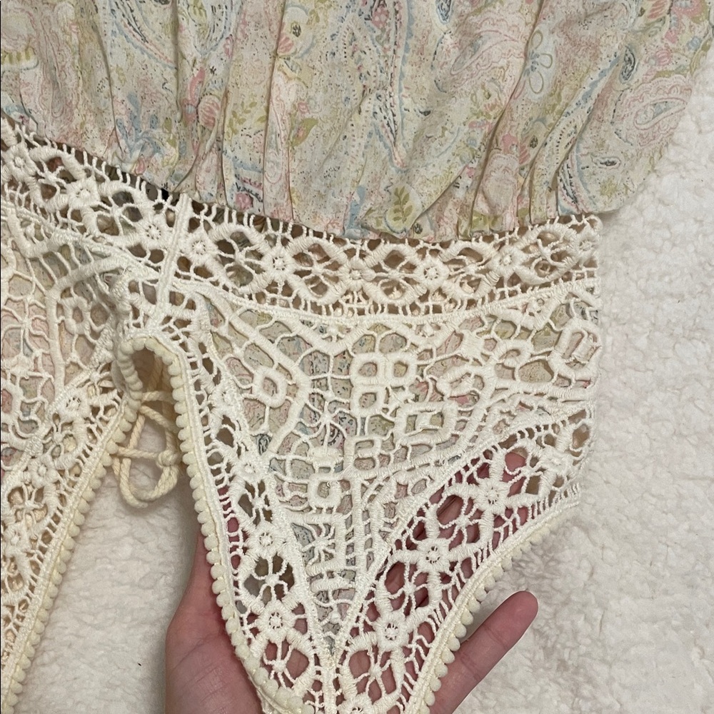 Zara Paisley Crochet Lace Top Boho Sheer Festival Blouse Cottagecore - Picture 8 of 8